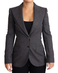 Dolce & Gabbana Grauer einreihiger, taillierter Blazer Wolljacke