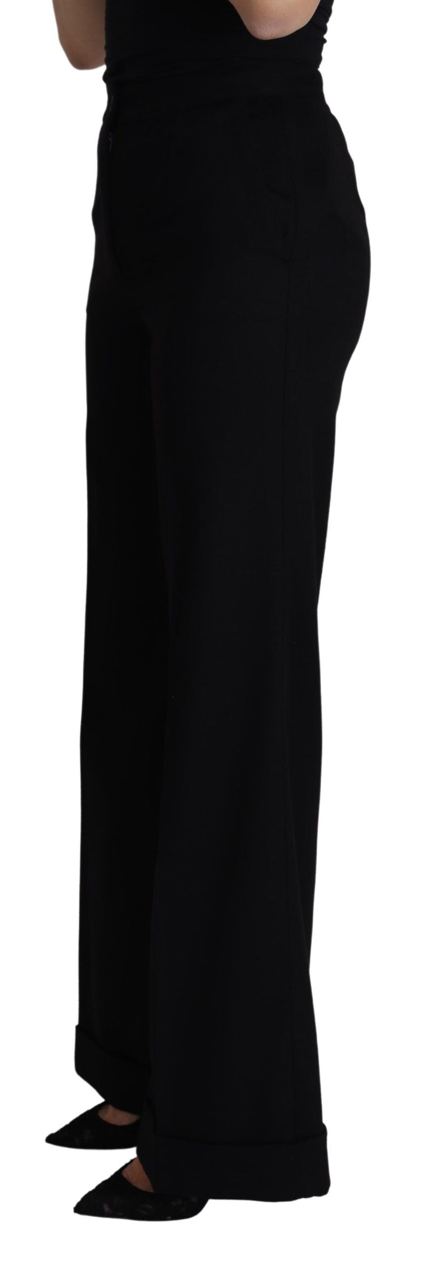 Dolce & Gabbana Schwarze Kaschmir-Hose mit weitem Bein für Frauen