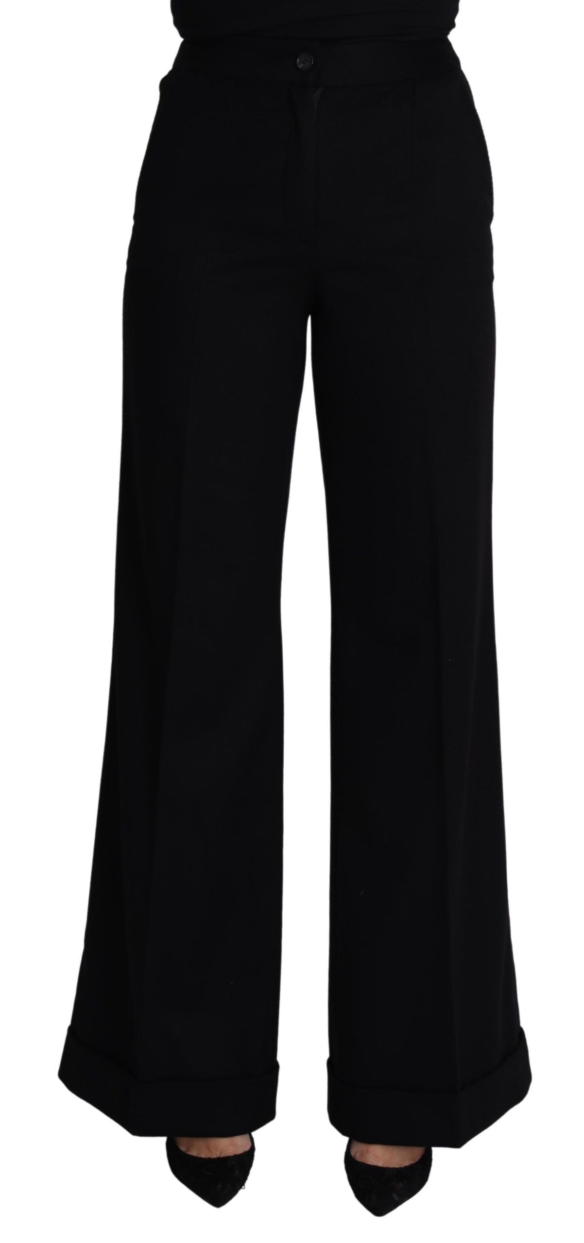 Dolce & Gabbana Schwarze Kaschmir-Hose mit weitem Bein für Frauen