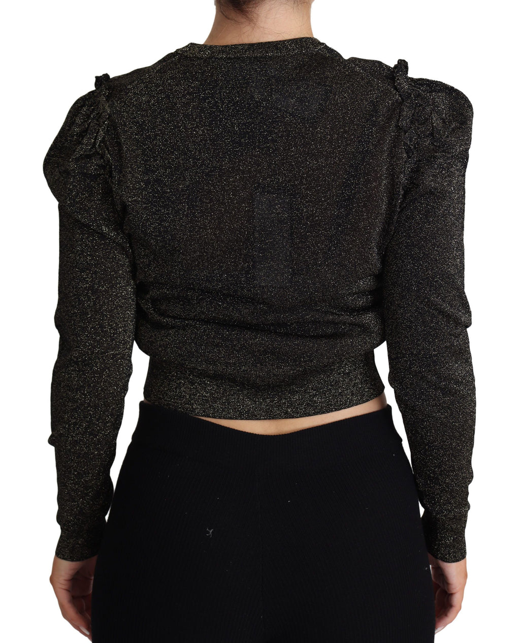 Dolce & Gabbana Black Gold Cropped Women's Pullover Sweater