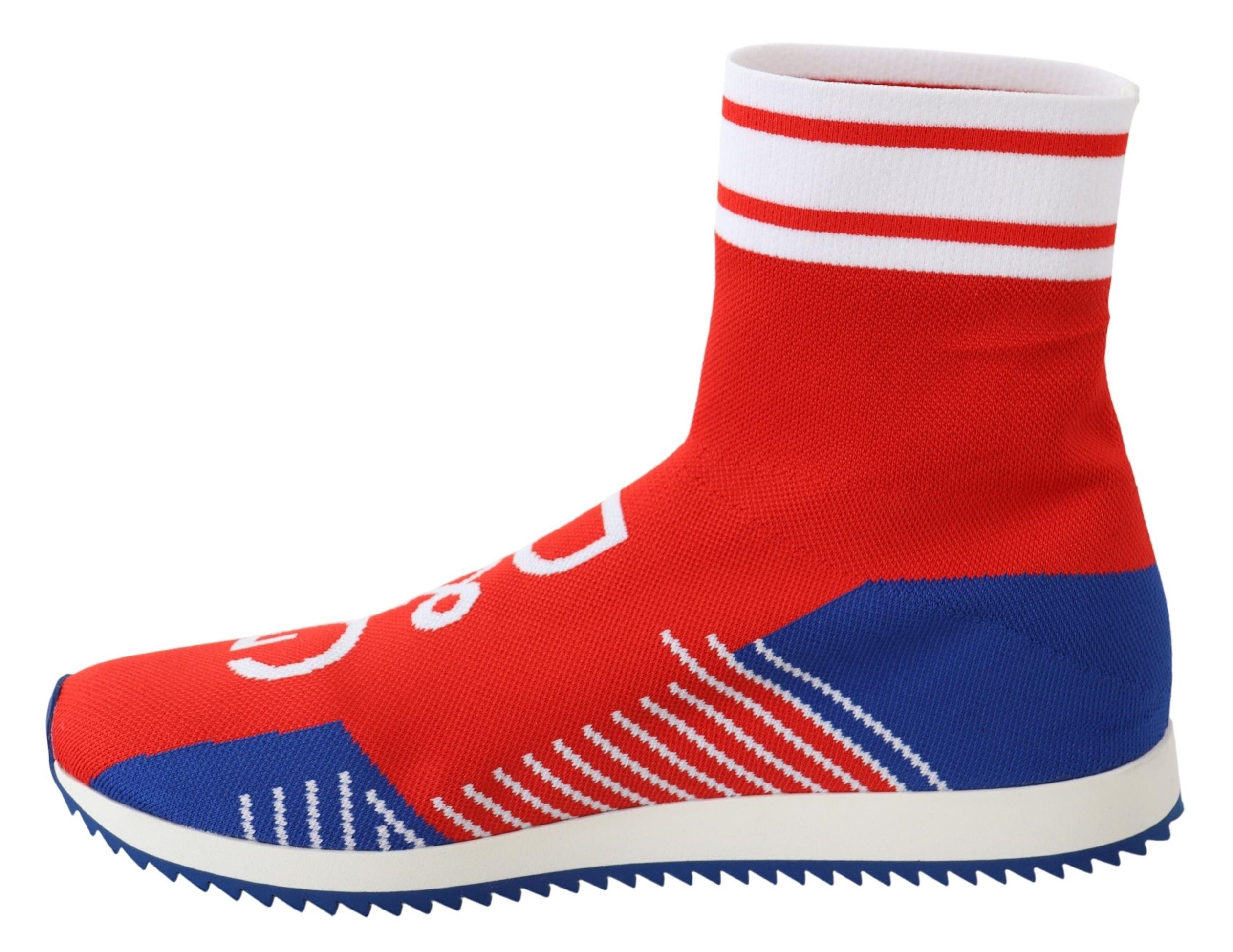 Dolce & Gabbana Blue Red Sorrento Logo Sneakers Sock Shoes