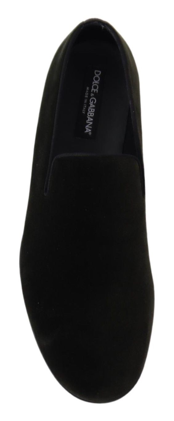 Dolce & Gabbana Grüner Samt Slip On Herren Loafers Schuhe