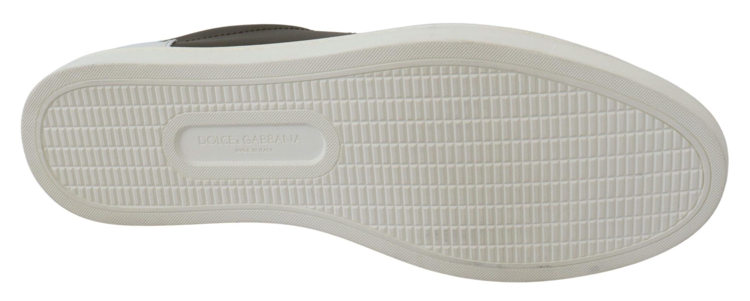 Dolce & Gabbana Weiß Grün Leder Low Top Turnschuhe Schuhe