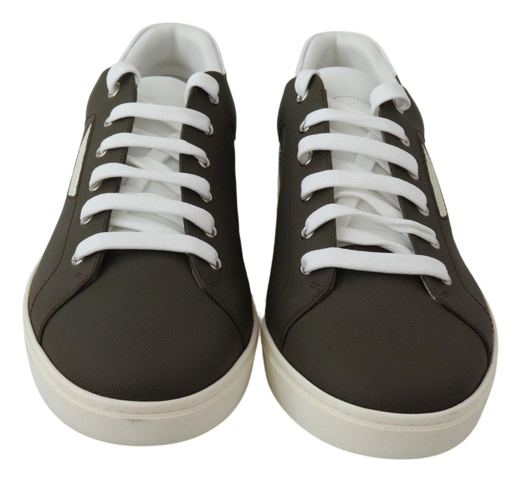 Dolce & Gabbana Weiß Grün Leder Low Top Turnschuhe Schuhe