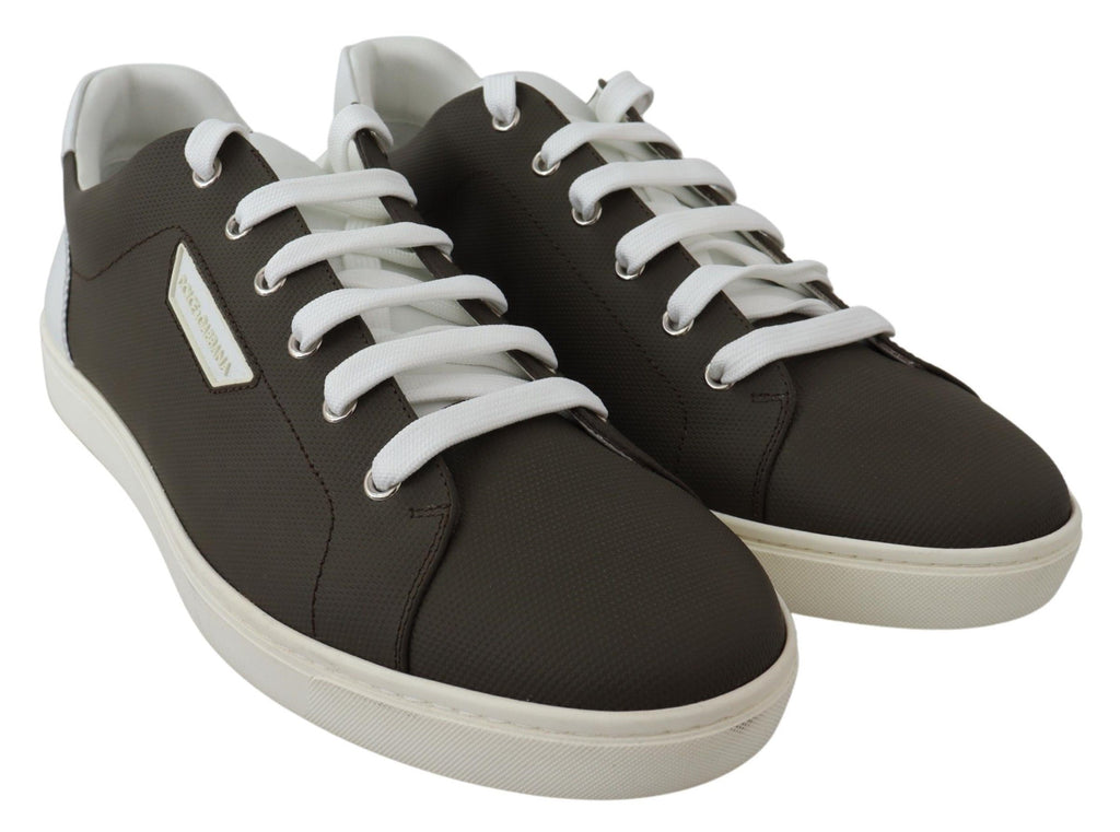 Dolce & Gabbana Weiß Grün Leder Low Top Turnschuhe Schuhe