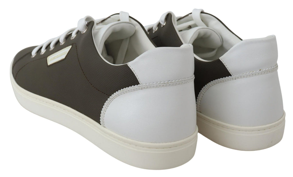 Dolce & Gabbana Weiß Grün Leder Low Top Turnschuhe Schuhe