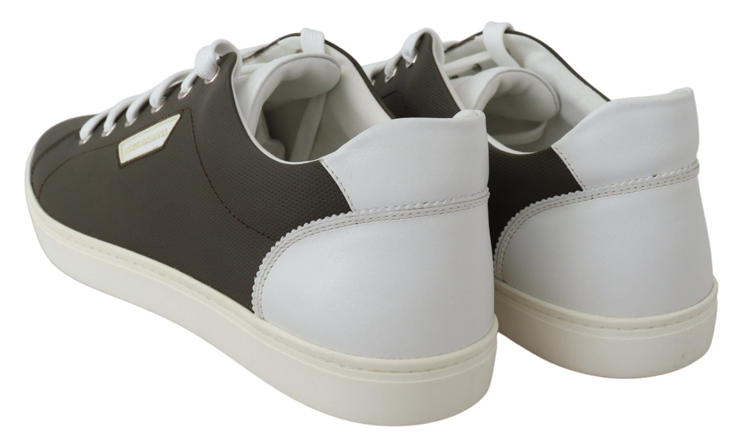 Dolce & Gabbana Weiß Grün Leder Low Top Turnschuhe Schuhe