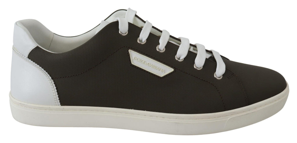 Dolce & Gabbana Weiß Grün Leder Low Top Turnschuhe Schuhe