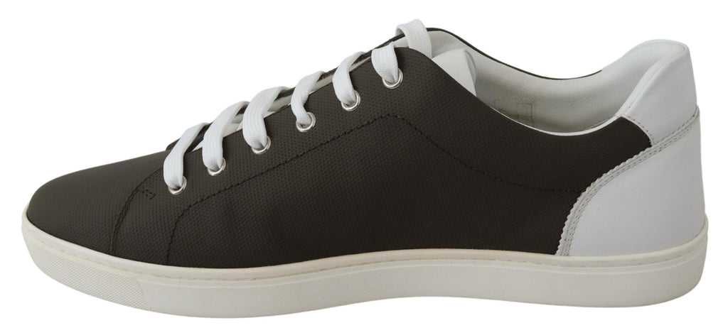 Dolce & Gabbana Weiß Grün Leder Low Top Turnschuhe Schuhe