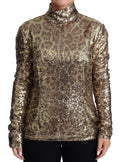 Dolce & Gabbana Brauner Leopard Fit Rollkragenpullover mit Pailletten