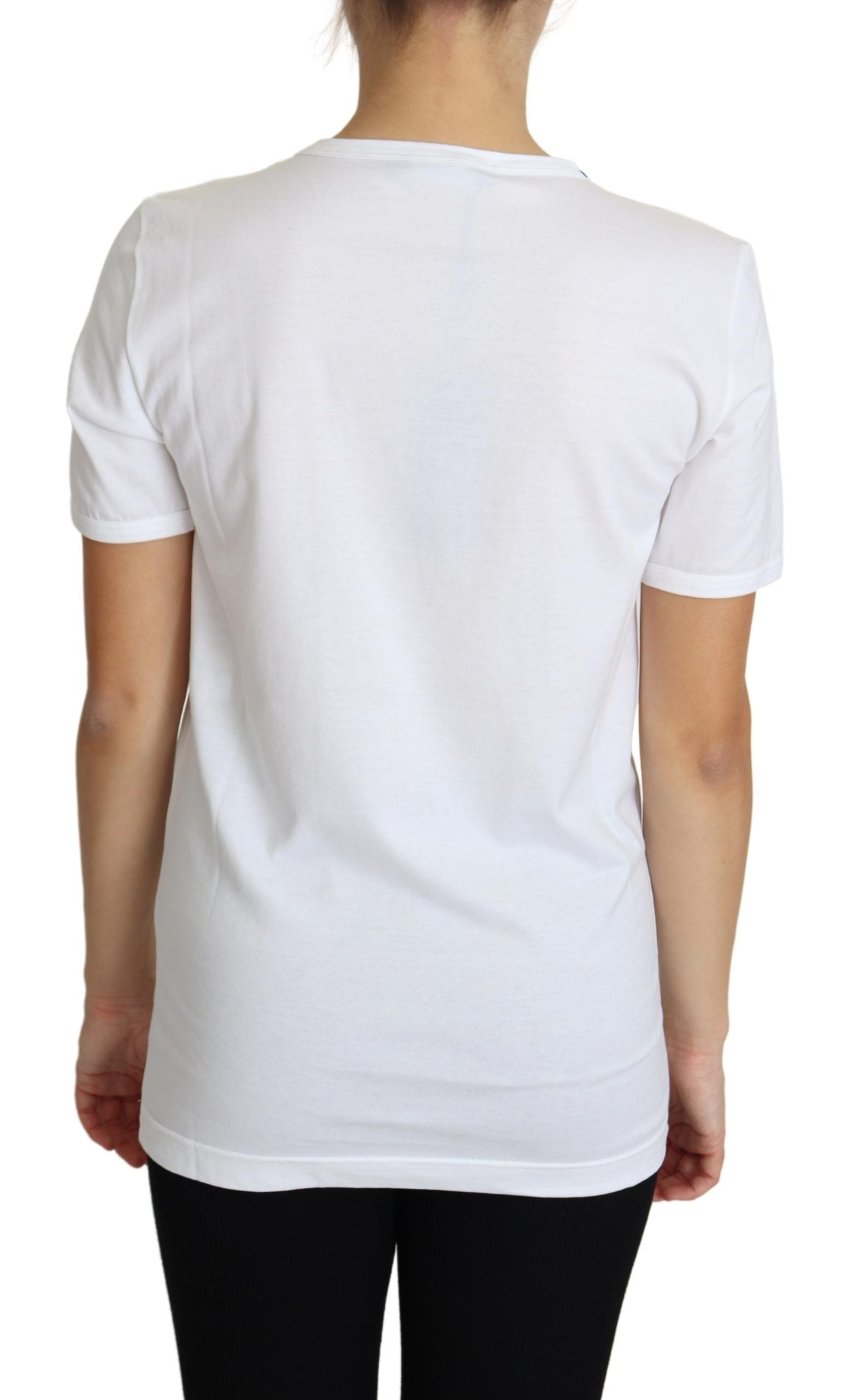 Dolce & Gabbana Weißes San Valentino Herz Kristalle T-shirt Top