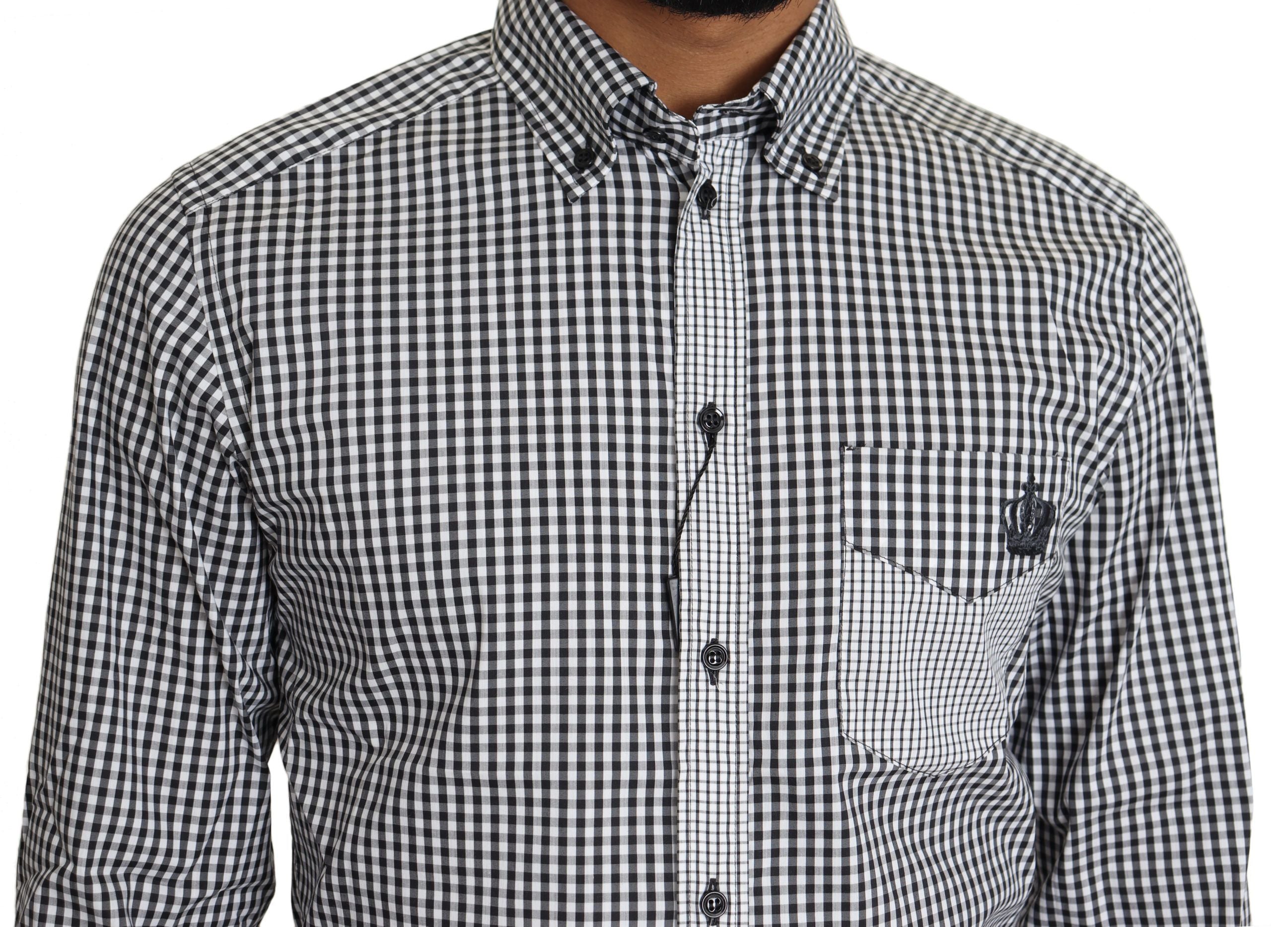 Dolce & Gabbana Black and White Plaid Casual Shirt