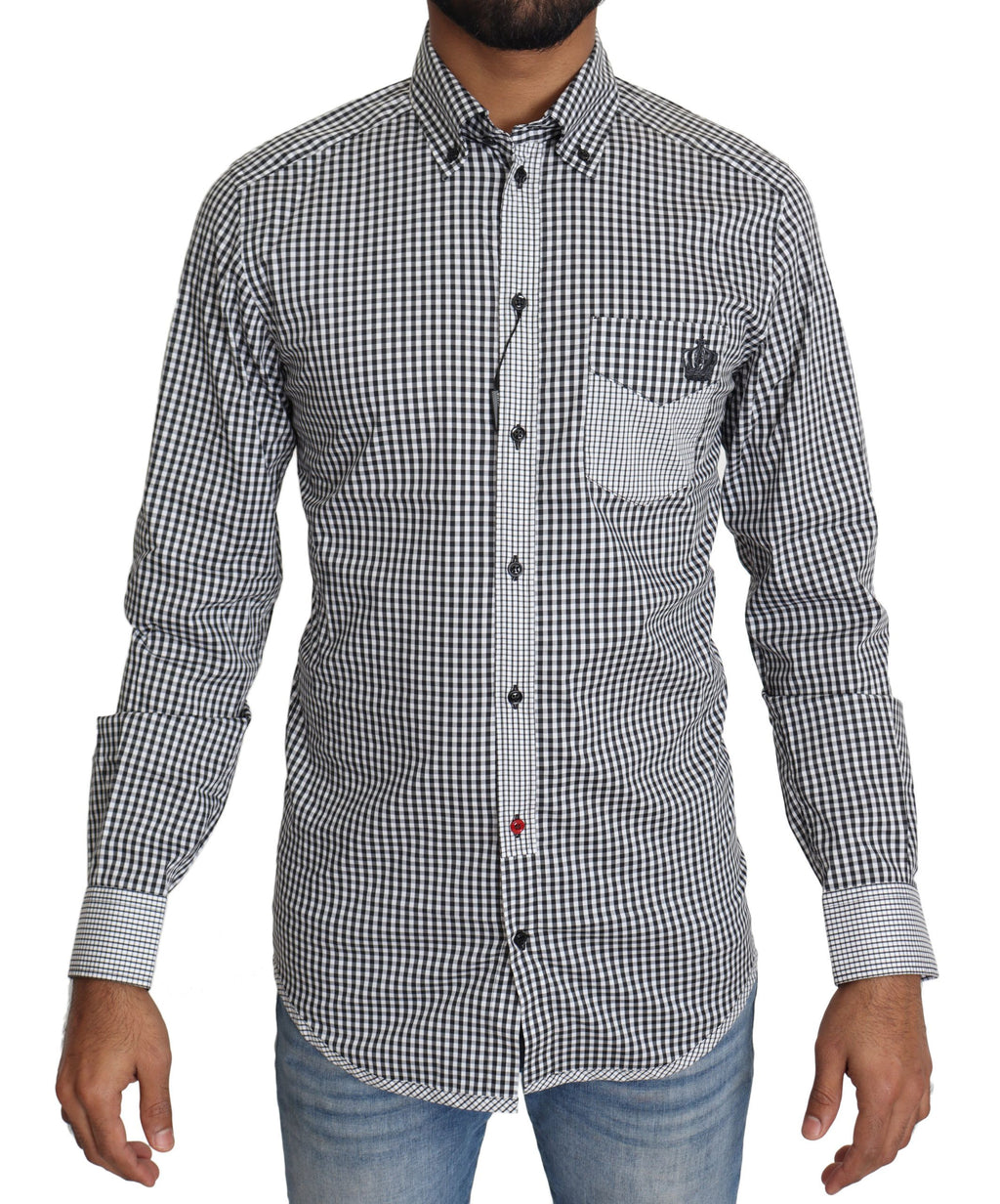 Dolce & Gabbana Black and White Plaid Casual Shirt