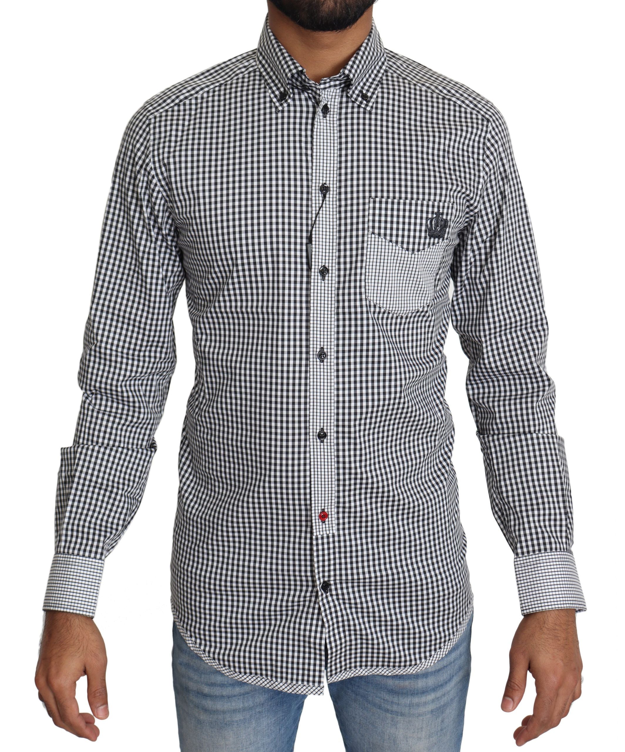 Dolce & Gabbana Black and White Plaid Casual Shirt