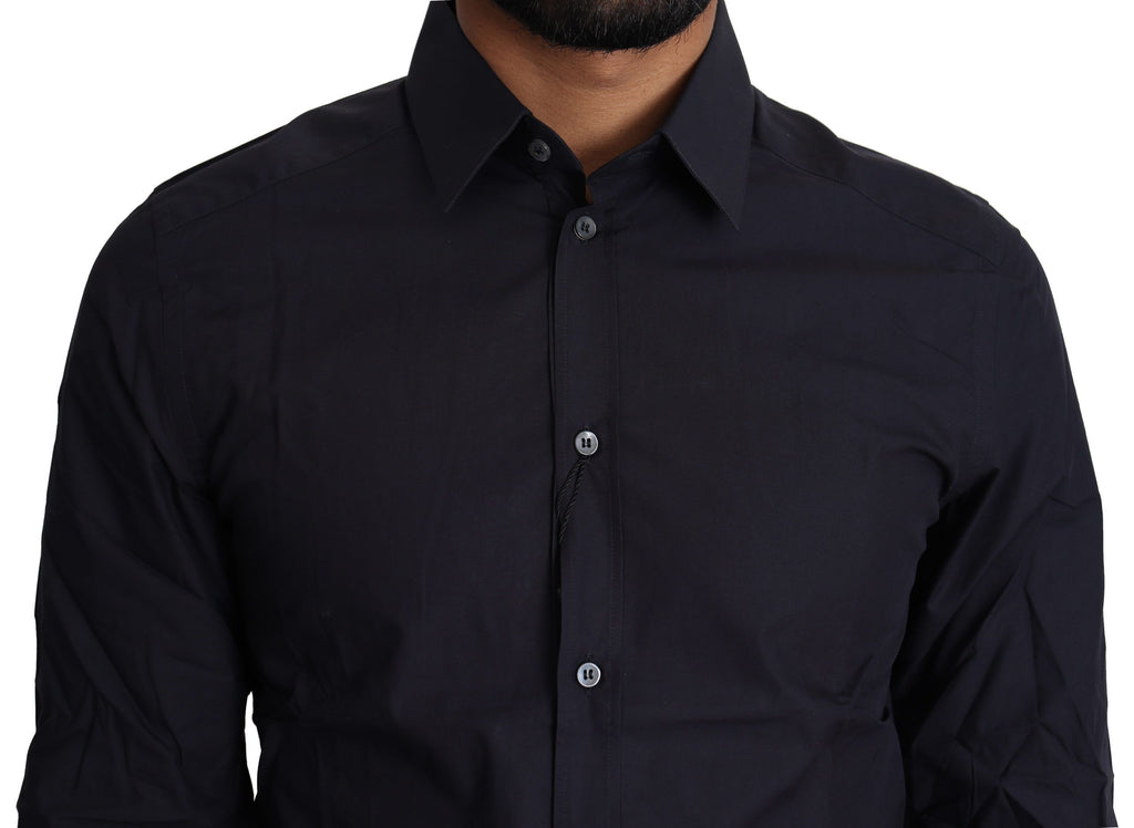 Dolce & Gabbana Marineblaues formelles Hemd aus Baumwolle