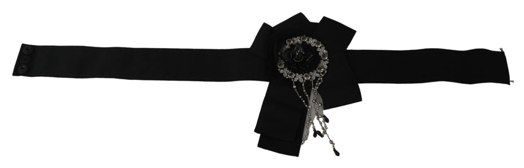 Dolce & Gabbana Schwarzer Kristall Brosche Breiter Wai SATORIA Gürtel