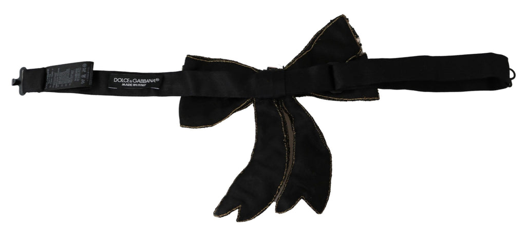 Dolce & Gabbana Gold Silk Rhinestone Embellished Women's Bow Tie