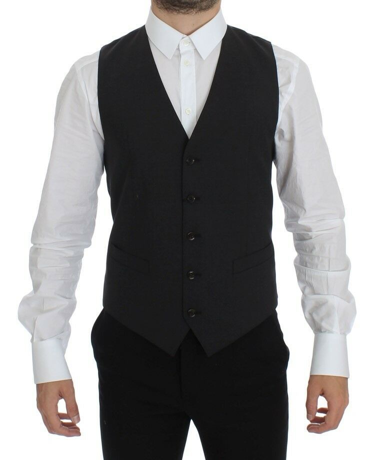Dolce & Gabbana Grey Wool-Stretch Dress Blazer Vest