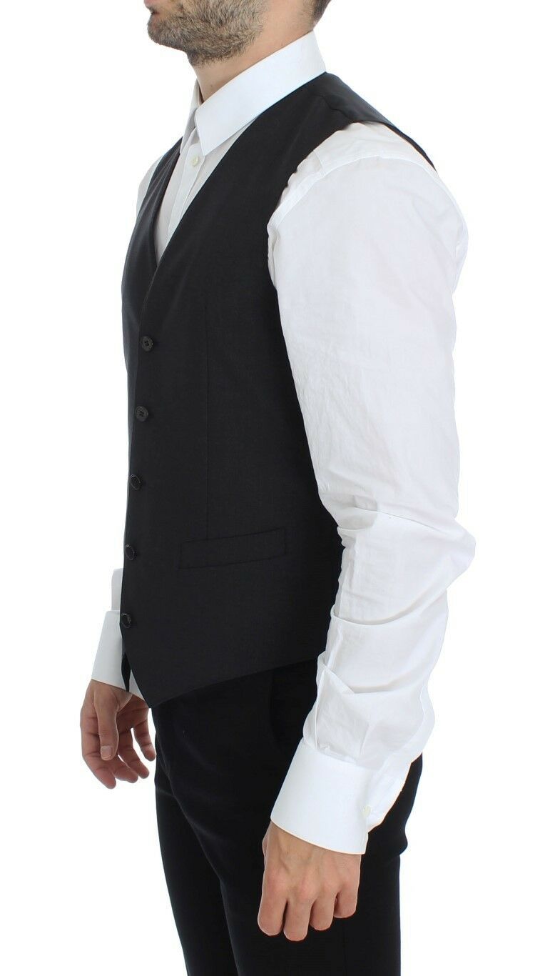 Dolce & Gabbana Grey Wool-Stretch Dress Blazer Vest