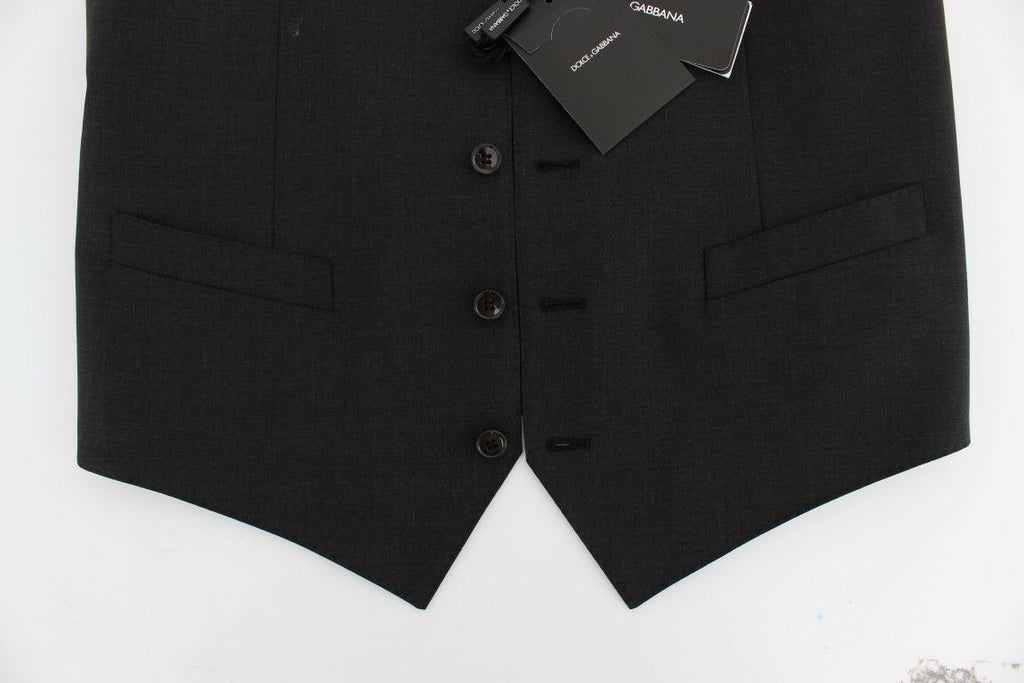Dolce & Gabbana Grey Wool-Stretch Dress Blazer Vest