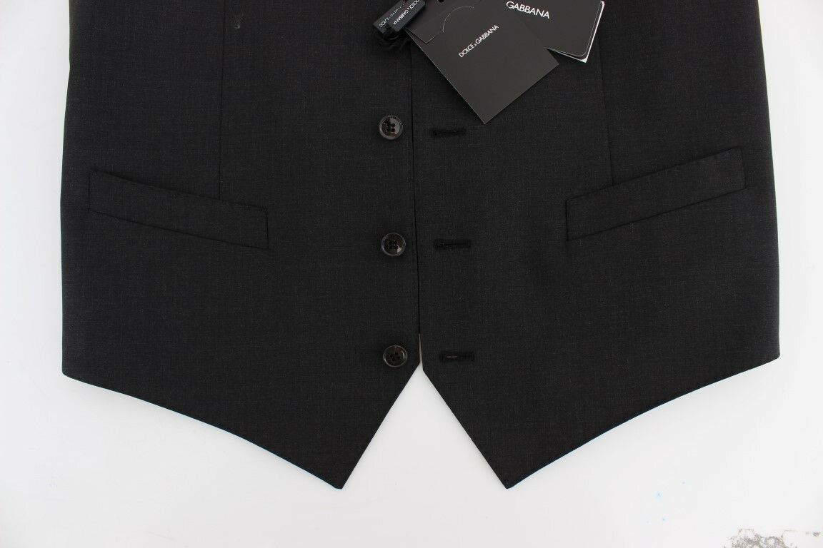 Dolce & Gabbana Grey Wool-Stretch Dress Blazer Vest