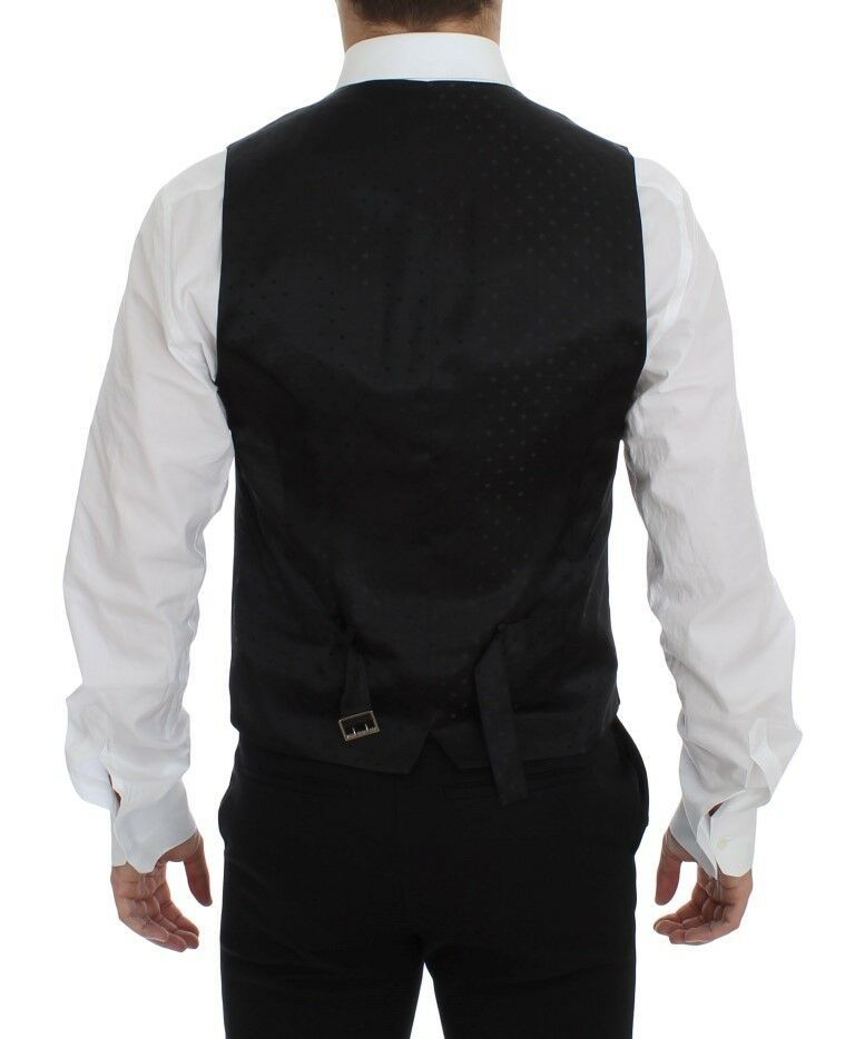 Dolce & Gabbana Schwarzes Woll-Logo-Kleid Gilet Vest