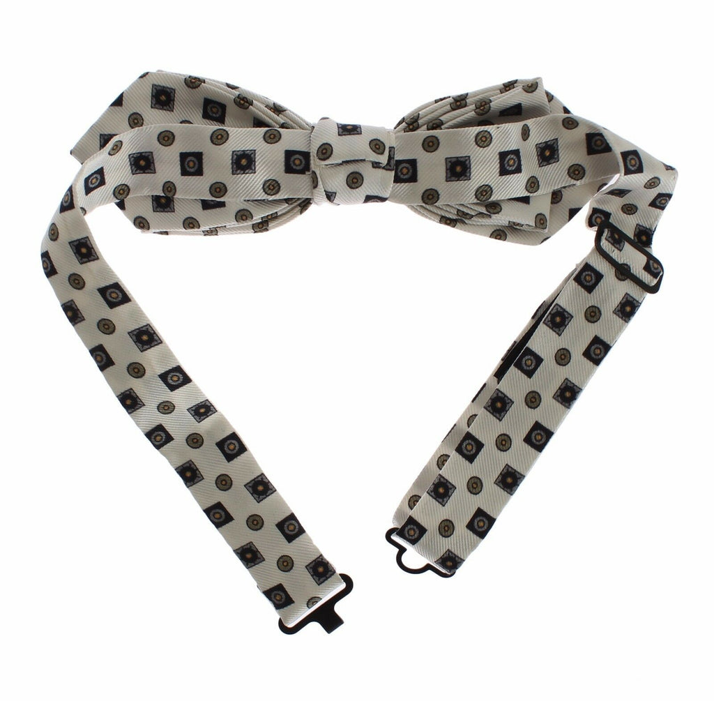 Dolce & Gabbana White Silk Bow Tie Leather Men's Belt Gift Box
