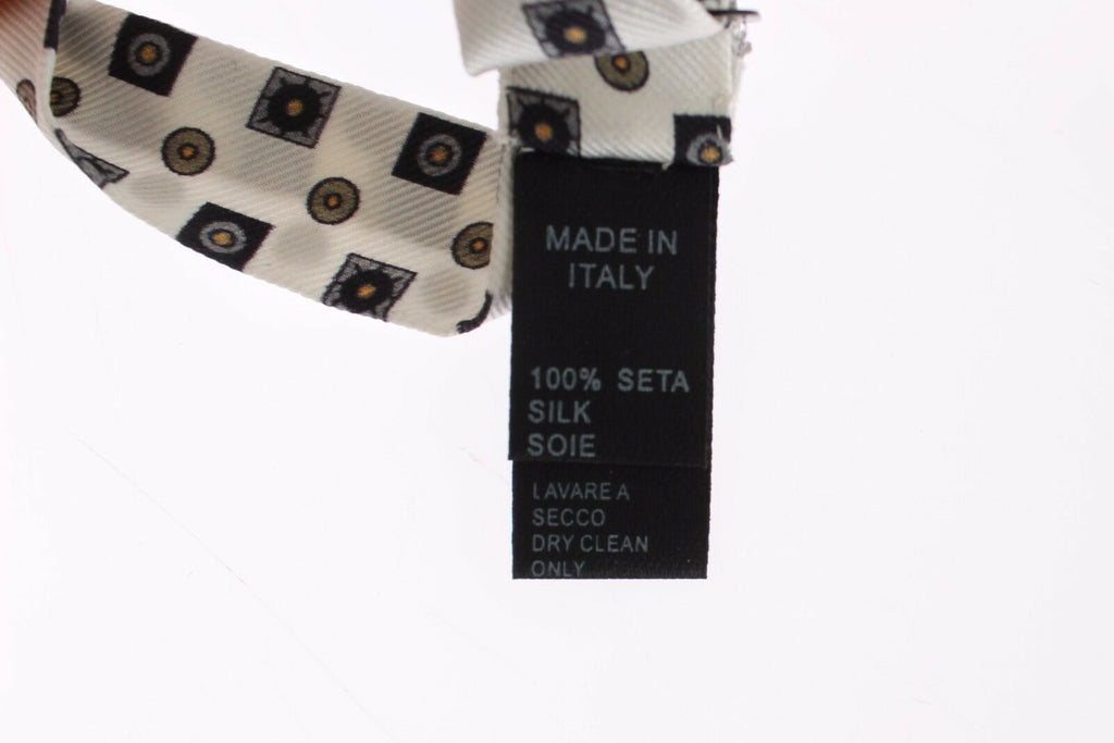 Dolce & Gabbana White Silk Bow Tie Leather Men's Belt Gift Box