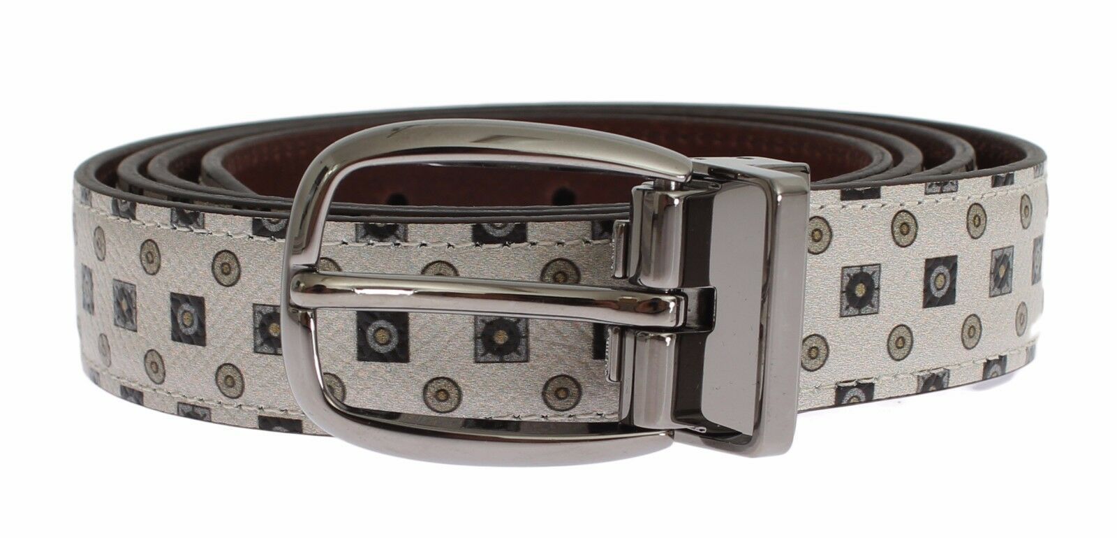 Dolce & Gabbana White Silk Bow Tie Leather Men's Belt Gift Box