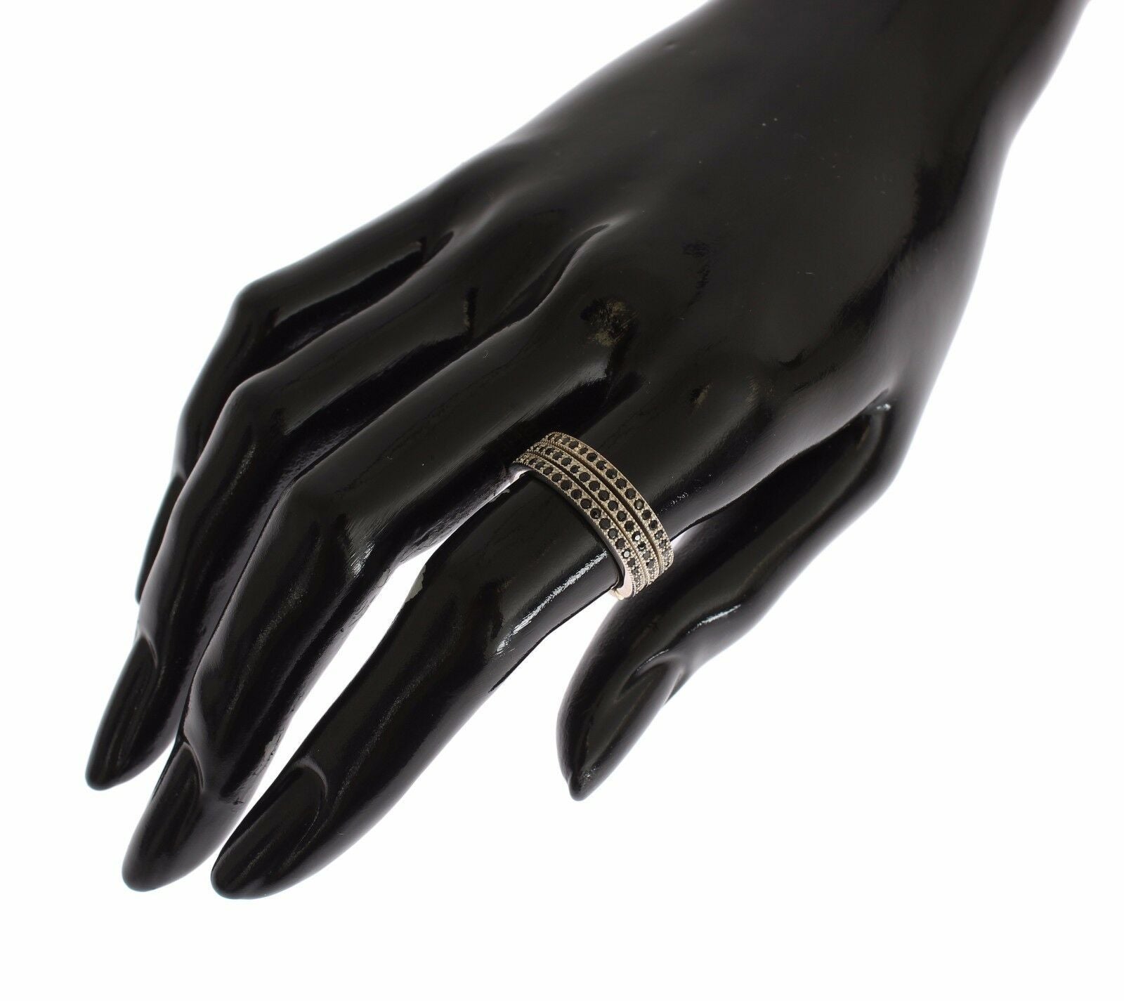 Nialaya Black CZ 925 Sterling Silver Women's Ring