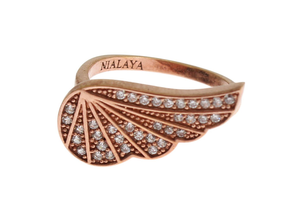 Nialaya Rose Gold 925 Silver Women's Clear CZ Ring