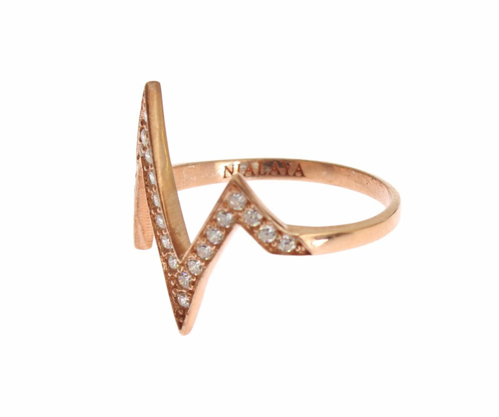 Nialaya Rose Gold 925 Silver Women's Clear Ring