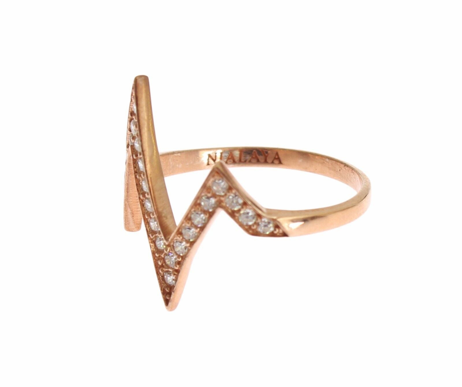 Nialaya Rose Gold 925 Silver Women's Clear Ring
