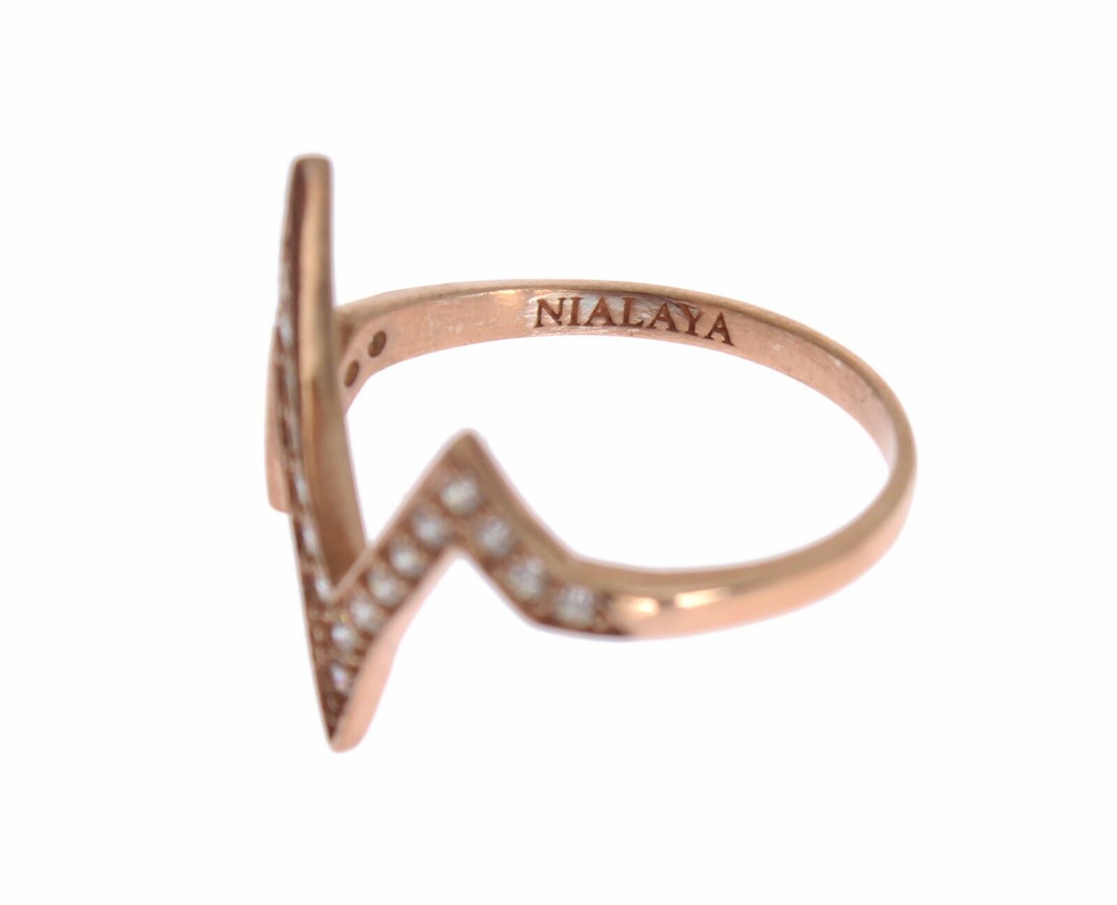 Nialaya Rose Gold 925 Silver Women's Clear Ring