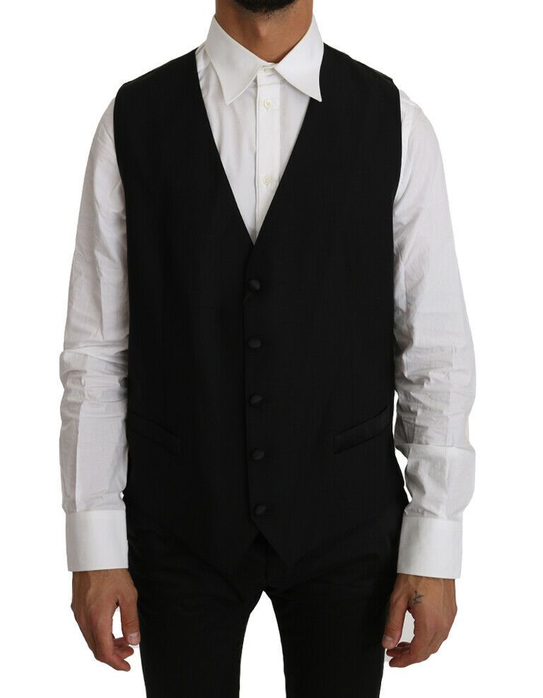 Dolce & Gabbana Black Vest in Substantial Wool and Silk