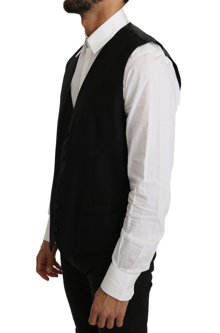 Dolce & Gabbana Black Vest in Substantial Wool and Silk