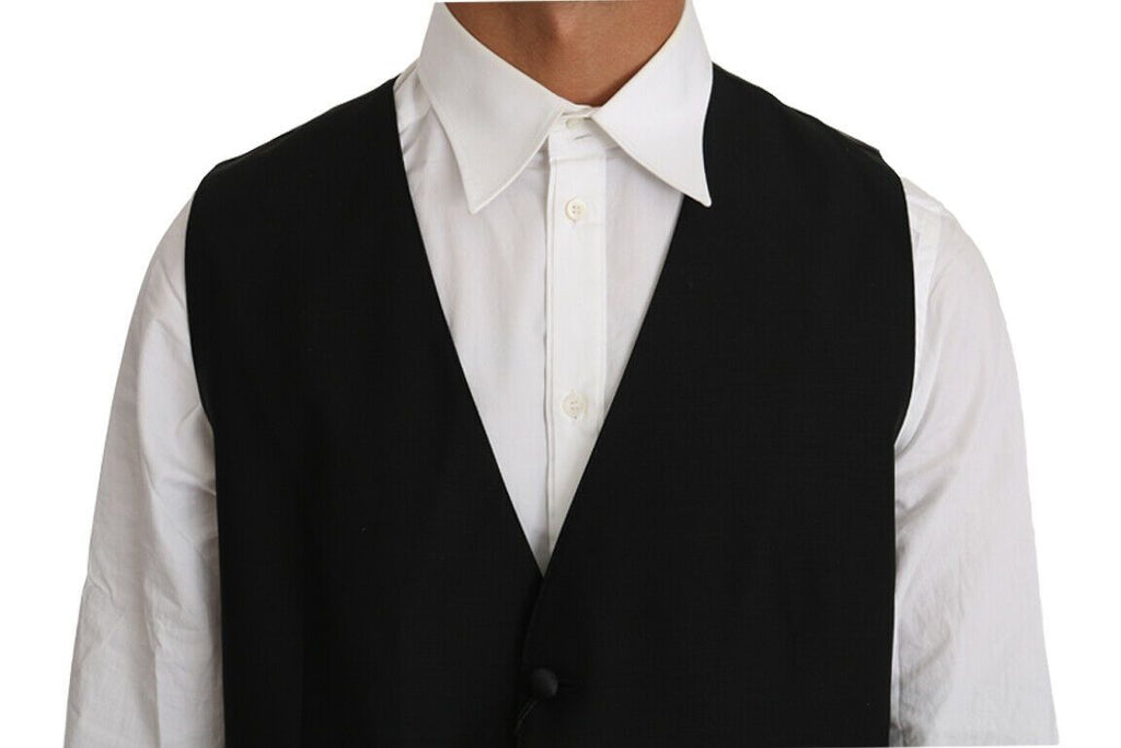 Dolce & Gabbana Black Vest in Substantial Wool and Silk