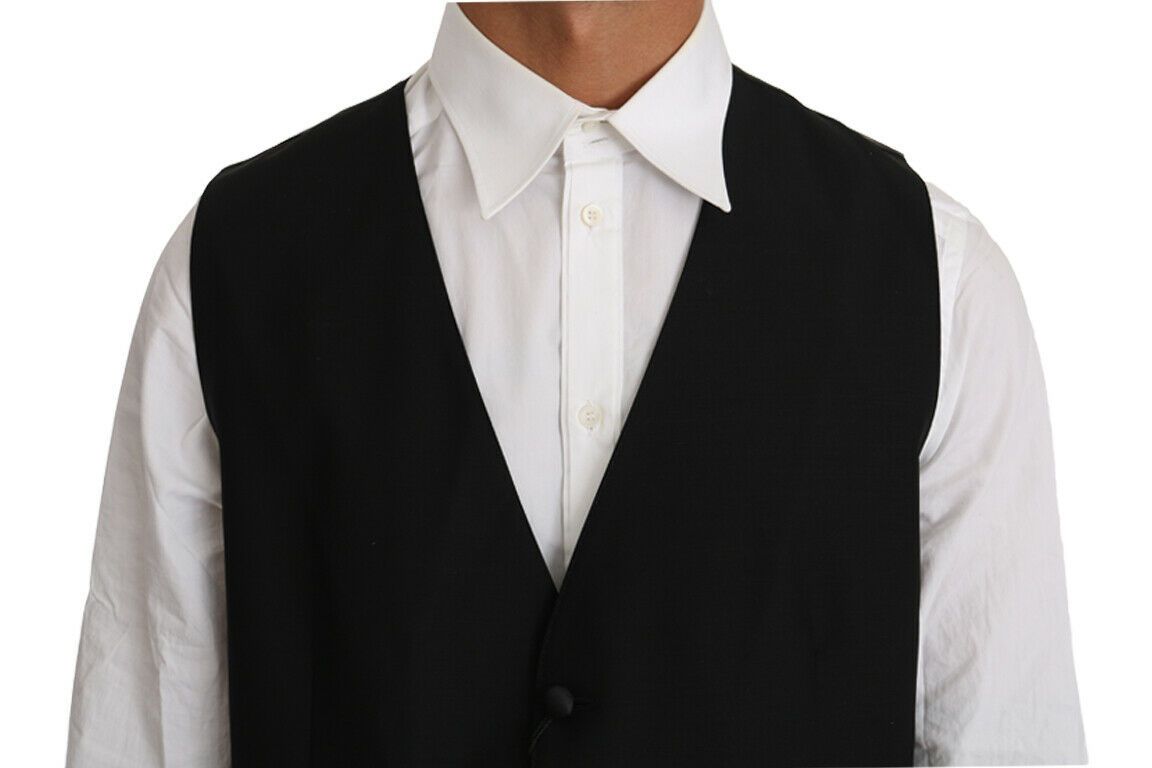 Dolce & Gabbana Black Vest in Substantial Wool and Silk