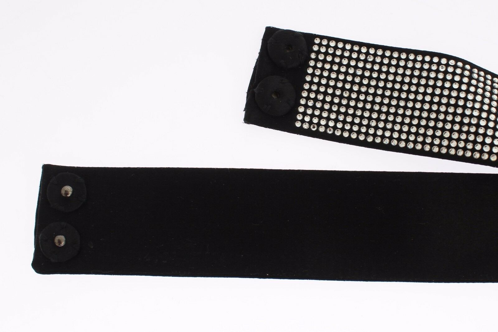 Dolce & Gabbana Black Silk Belt with Clear Crystal Waist Bow