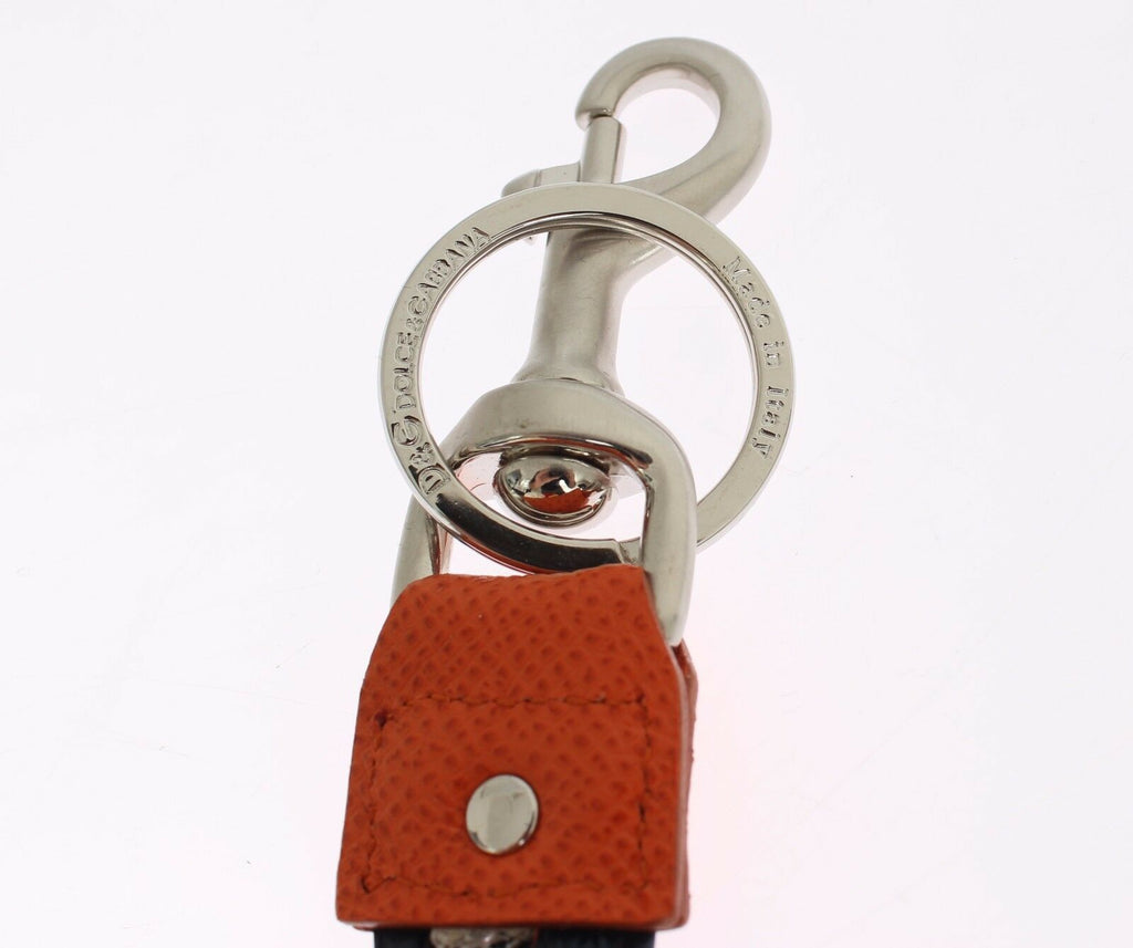 Dolce & Gabbana Multicolor Raffia Leder Schließe Finder Kette Schlüsselanhänger