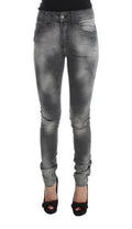 John Galliano Graue Baumwollmischung Slim Fit Denim Jeans Hose