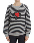 Exte Grey Striped Cotton Crew Neck Sweater