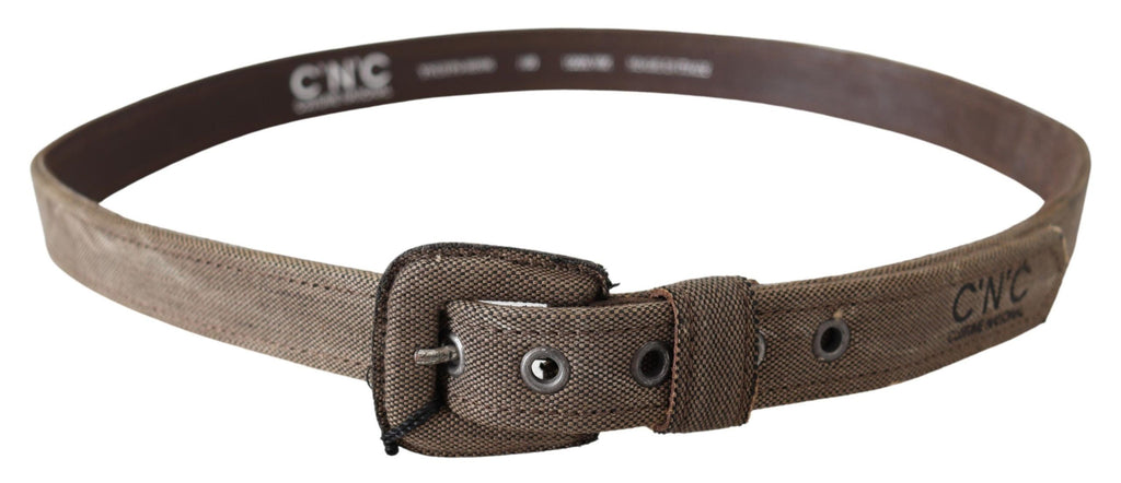 Costume National Brown Leather Logo Buckle Belt