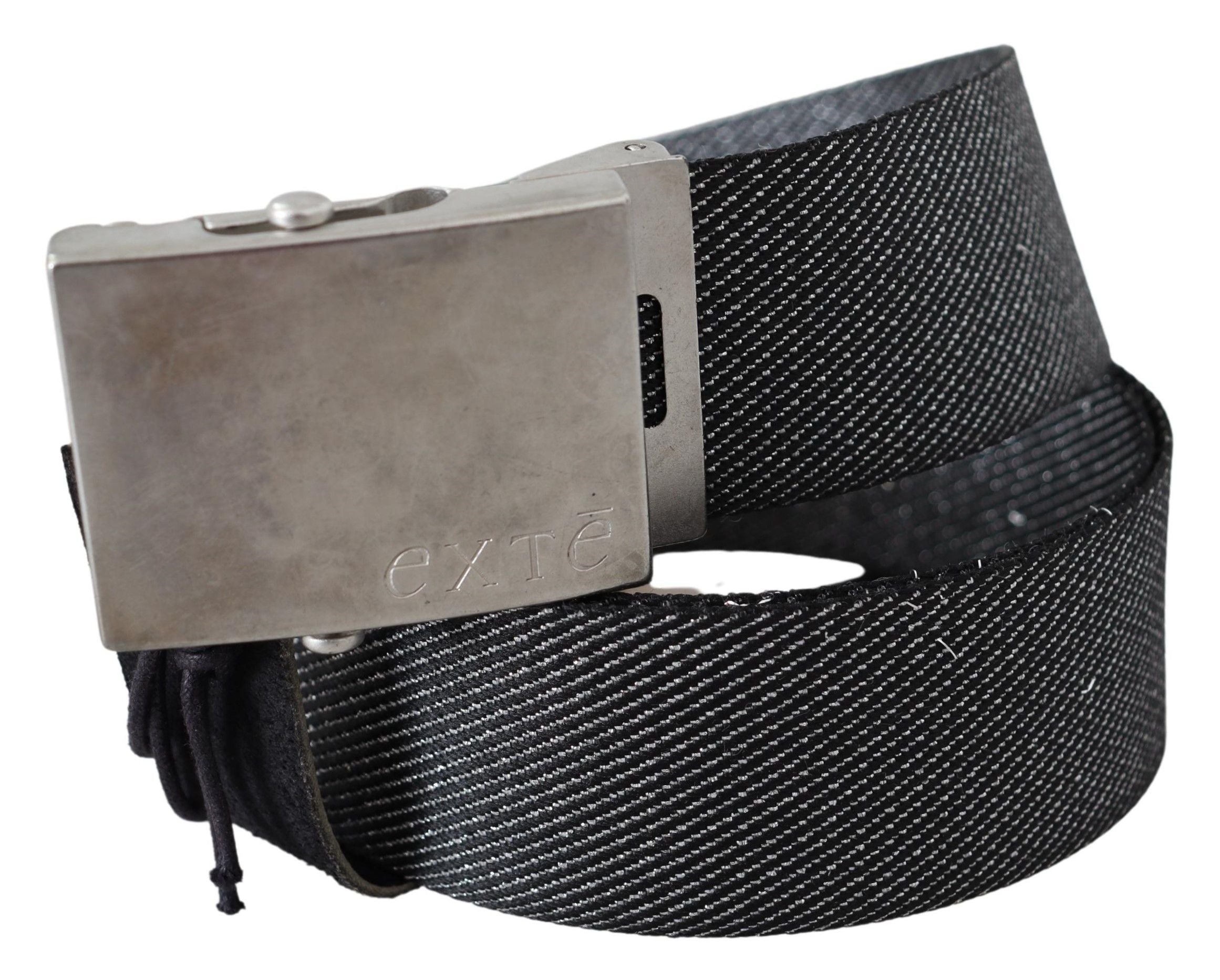 Exte Schwarz Silber Metall gebürstet Schnalle Taille Gürtel