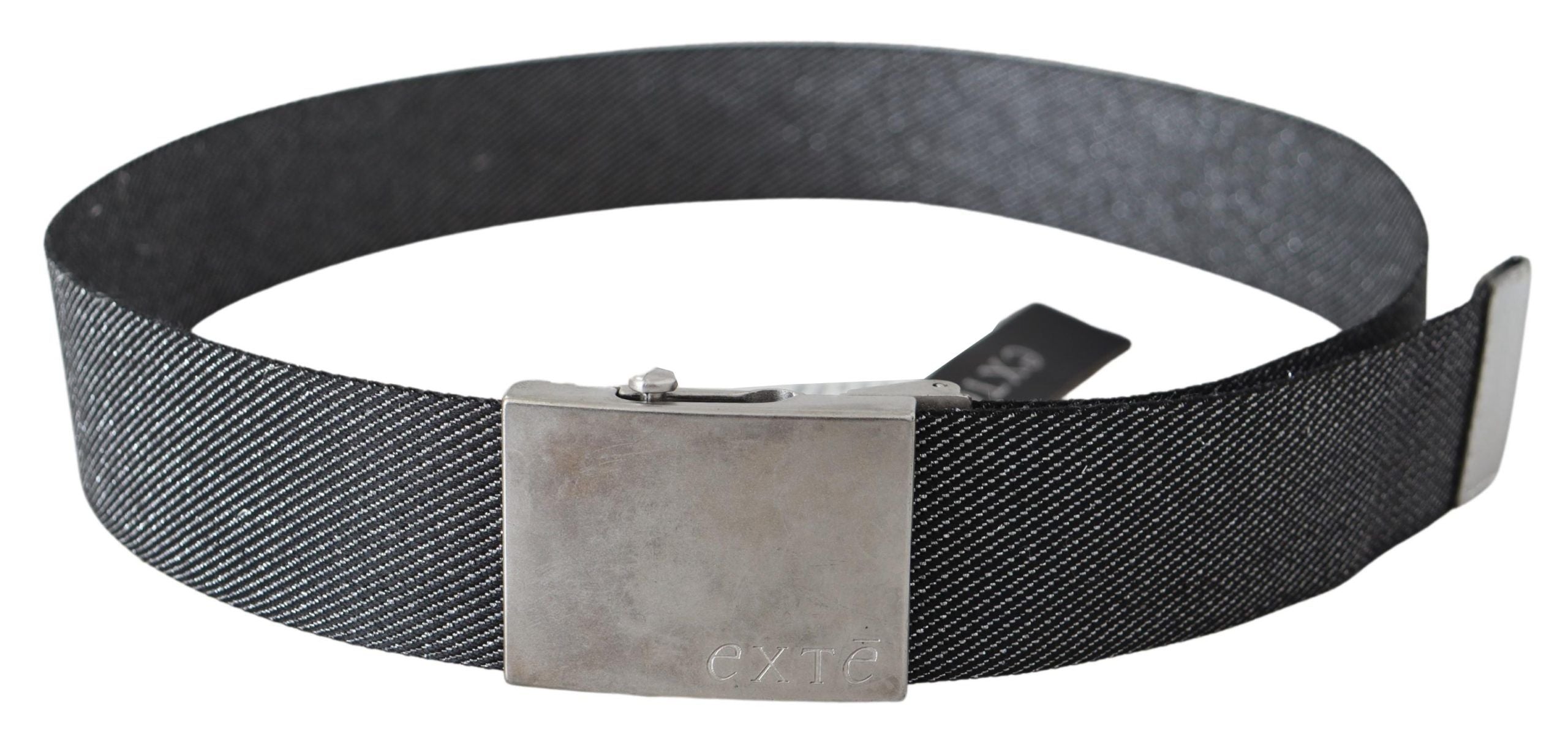 Exte Schwarz Silber Metall gebürstet Schnalle Taille Gürtel