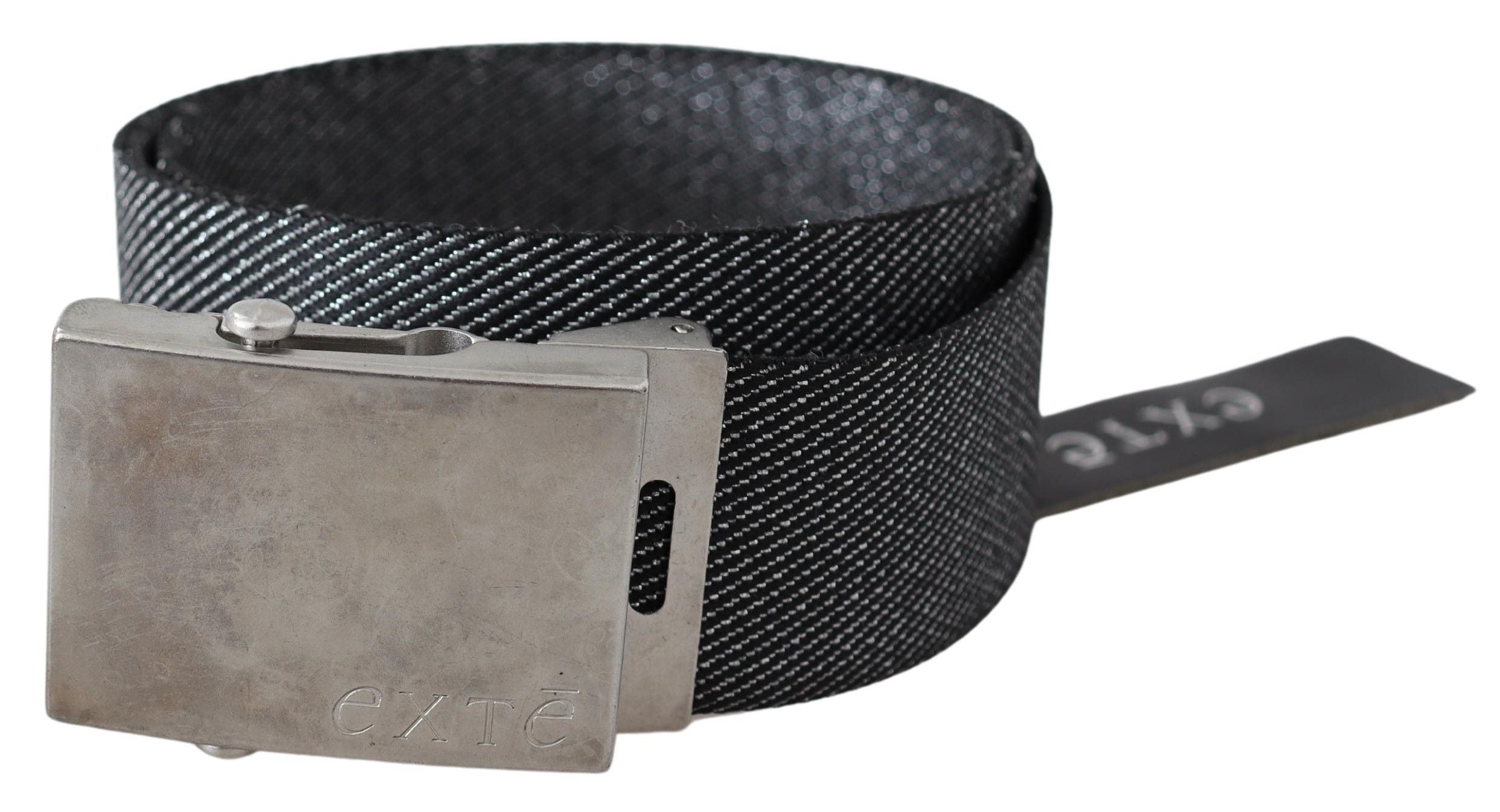 Exte Schwarz Silber Metall gebürstet Schnalle Taille Gürtel