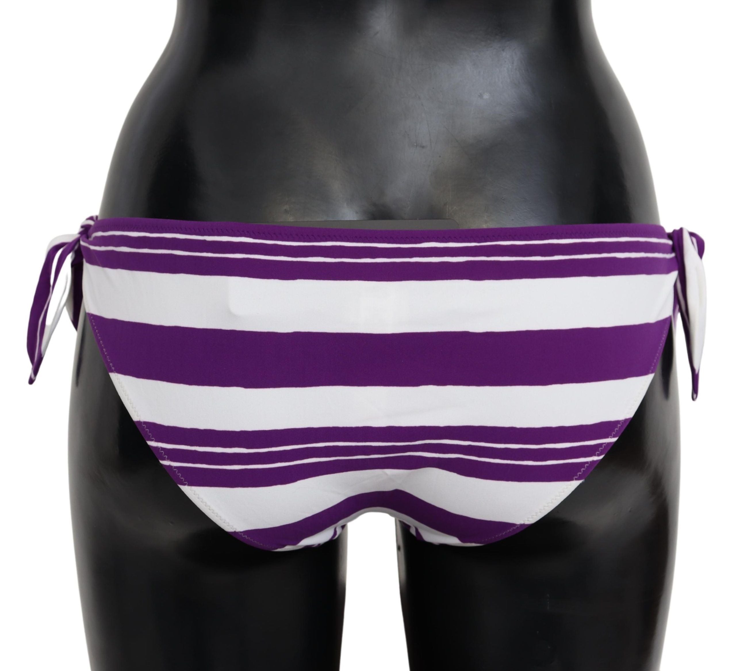Dolce & Gabbana Purple White Stripe Beachwear Bikini Bottom