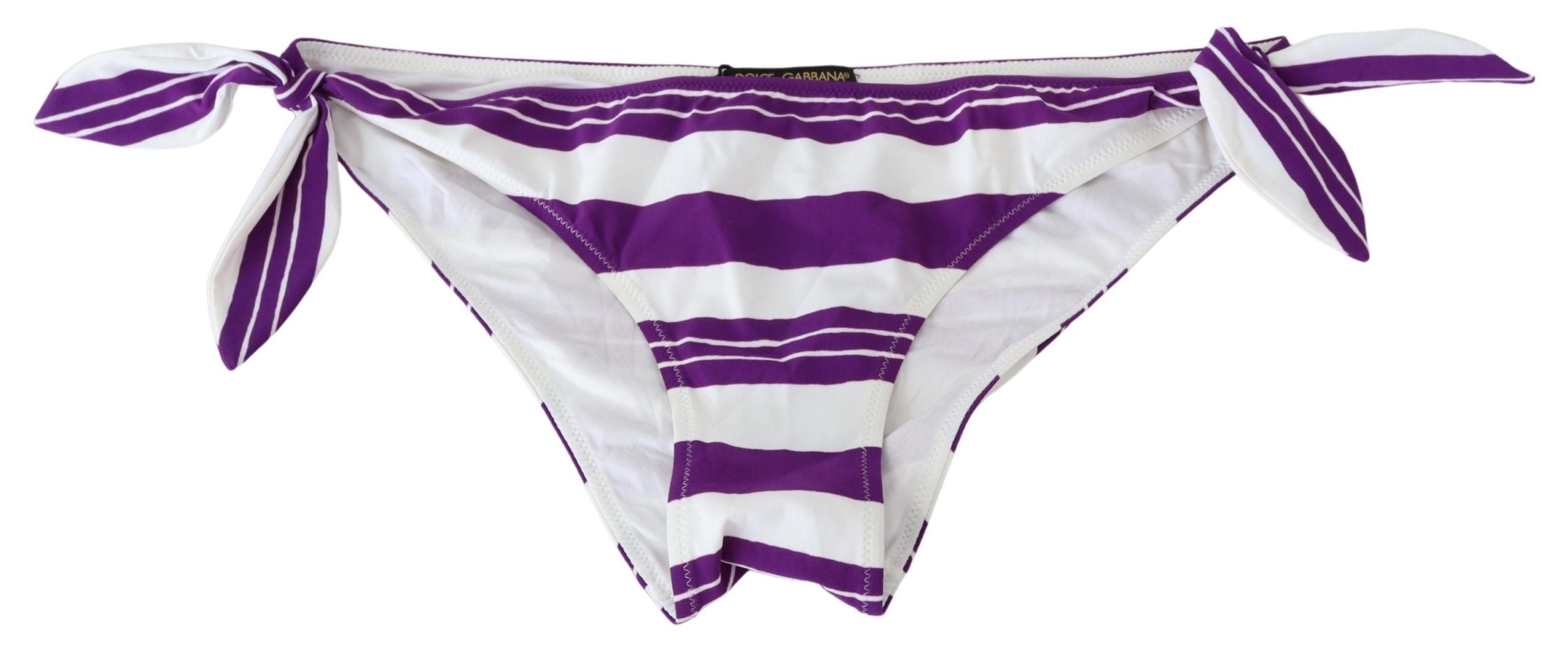 Dolce & Gabbana Purple White Stripe Beachwear Bikini Bottom