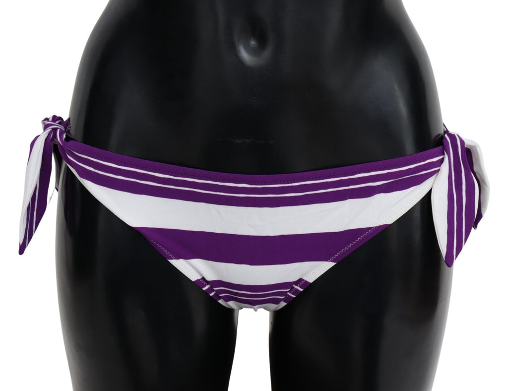 Dolce & Gabbana Purple White Stripe Beachwear Bikini Bottom