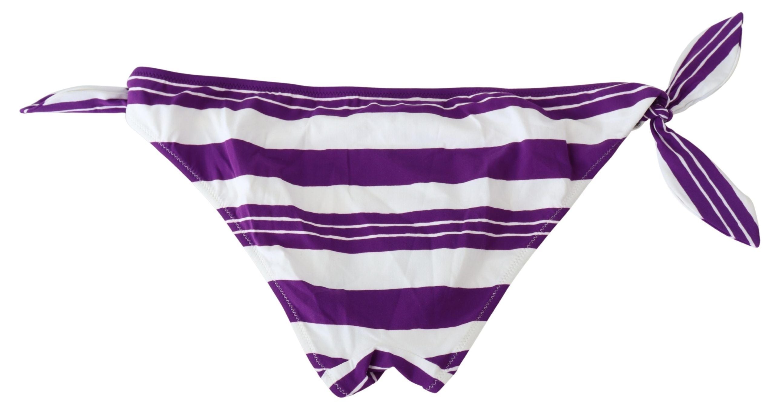 Dolce & Gabbana Purple White Stripe Beachwear Bikini Bottom